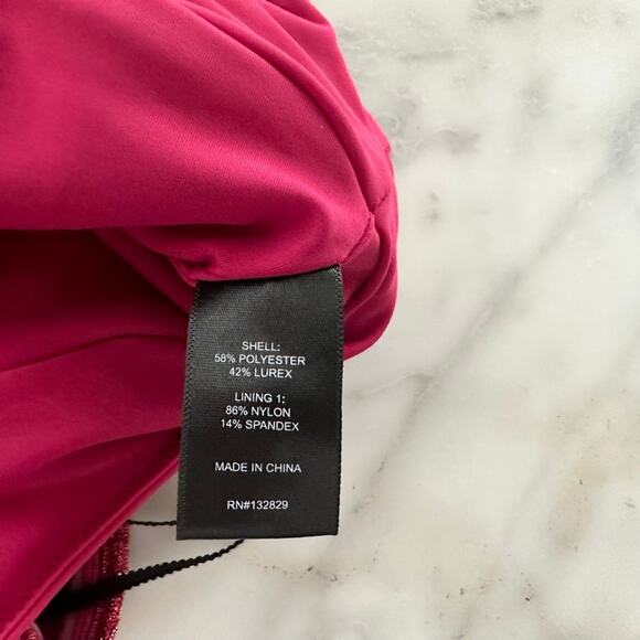 NBD Revolve Phoibe Bodysuit Fuchsia Pink NEW Small Glitter Strapless Party Glam - Picture 7 of 9